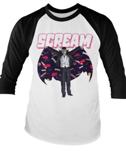 Mann Shirtstore | Dracula - Scream Baseball Long Sleeve T-Shirt Whiteblack