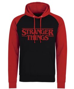 Mann Shirtstore | Stranger Things Logo Baseball Hoodie Blackred