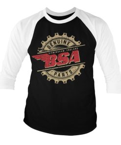 Mann Shirtstore | B.S.A. Genuine Parts Baseball 3/4 Sleeve Tee Black