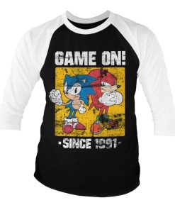 Mann Shirtstore | Sonic - Game On Since 1991 Baseball 3/4 Sleeve Tee White-Black