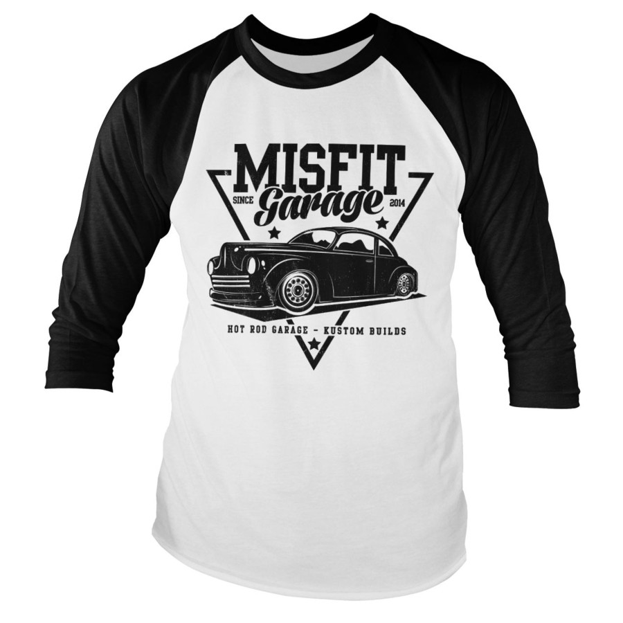 Mann Shirtstore | Misfit Garage Since 2014 Baseball Long Sleeve Tee White-Black