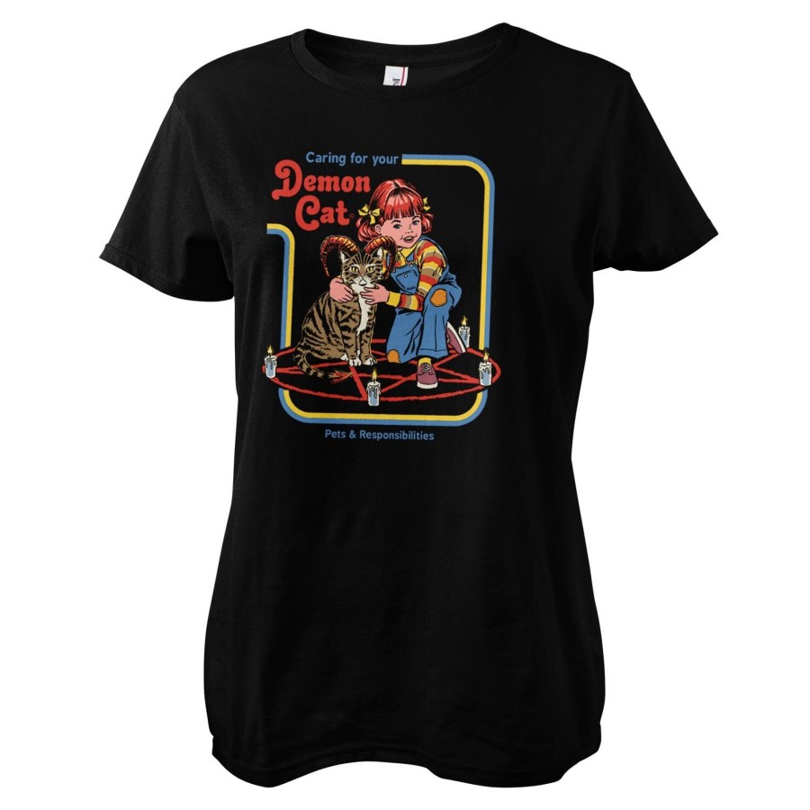Kvinna Shirtstore | Caring For Your Demon Cat Girly Tee Black
