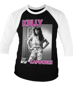 Mann Shirtstore | Saved By The Bell - Kelly Kapowski Baseball 3/4 Sleeve Tee White-Black
