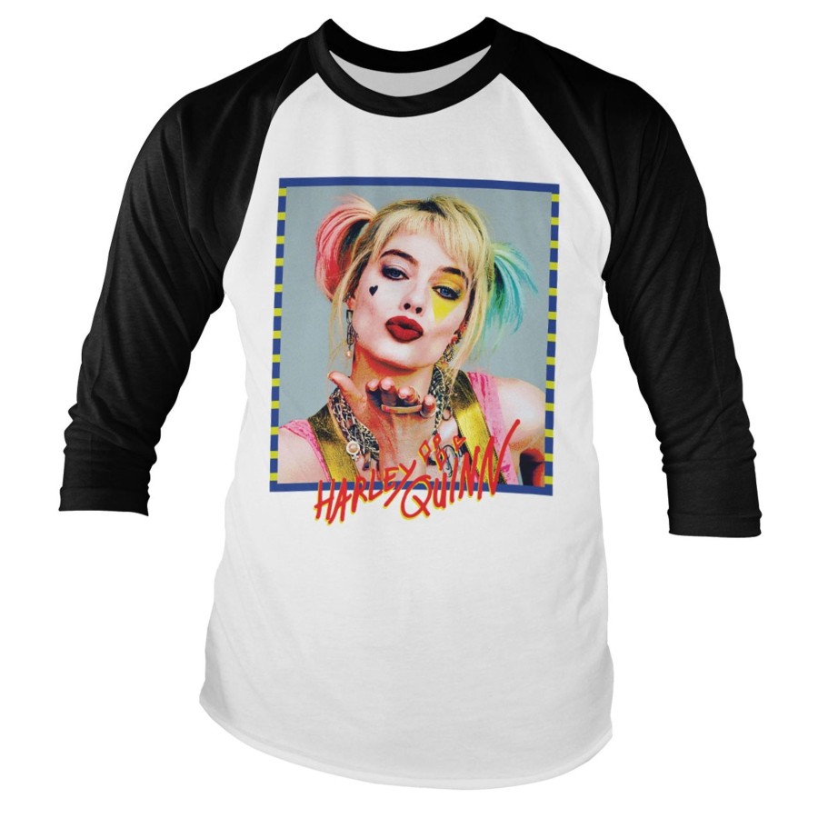 Mann Shirtstore | Harley Quinn Kiss Baseball Long Sleeve White-Black