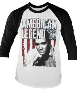 Mann Shirtstore | Elvis Presley - American Legend Baseball Long Sleeve Tee White-Black