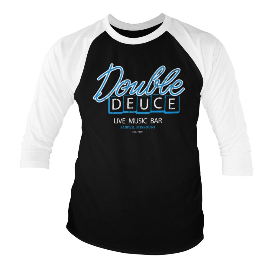 Mann Shirtstore | Double Deuce Live Bar Baseball 3/4 Sleeve Tee Whiteblack