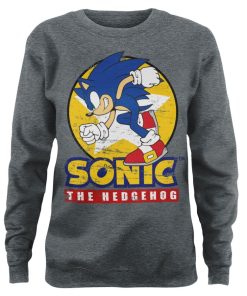 Kvinna Shirtstore | Fast Sonic - Sonic The Hedgehog Girly Sweatshirt Heather-Mediumgrey