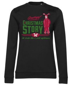 Kvinna Shirtstore | A Christmas Story - Pink Nightmare Girly Sweatshirt Black