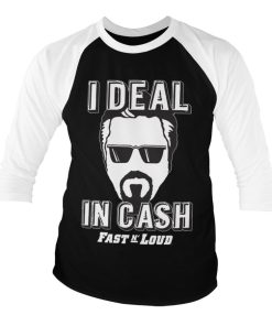 Mann Shirtstore | Fast N' Loud - I Deal In Cash Baseball 3/4 Sleeve Tee White-Black