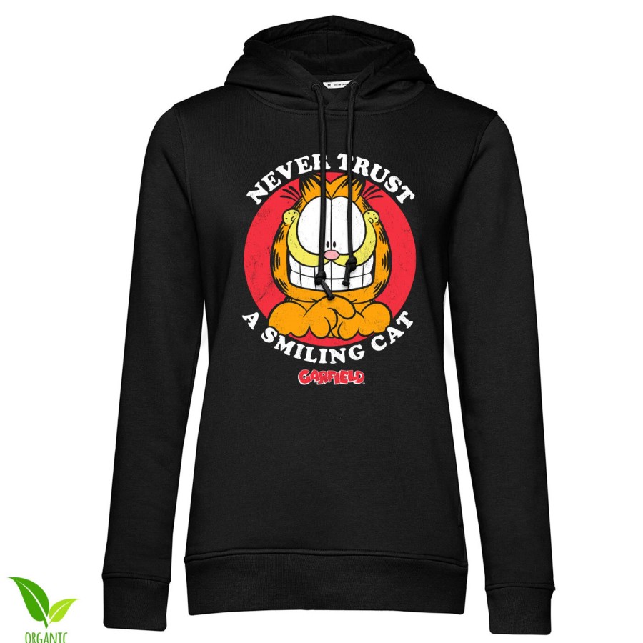 Kvinna Shirtstore | Garfield - Never Trust A Smiling Cat Girls Hoodie Black