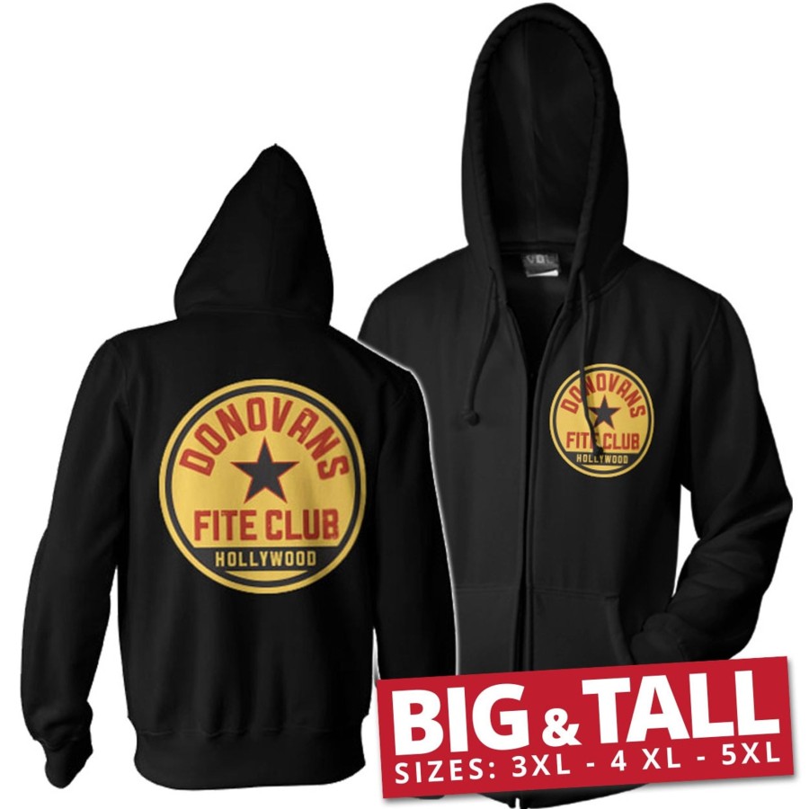 Mann Shirtstore | Donovans Fite Club Big & Tall Zipped Hoodie Black