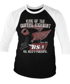 Mann Shirtstore | B.S.A. King Of The Queens Highway Baseball 3/4 Sleeve Tee White-Black