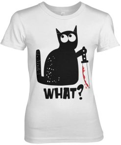 Kvinna Shirtstore | Cat Say What Girly Tee White