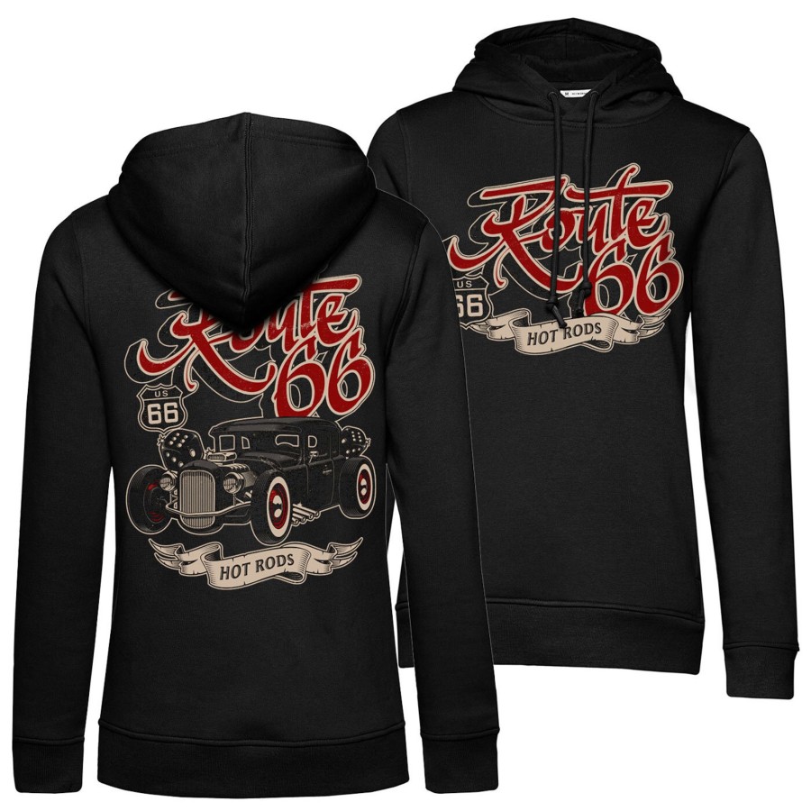 Kvinna Shirtstore | Us 66 Hot Rods Girls Hoodie Black
