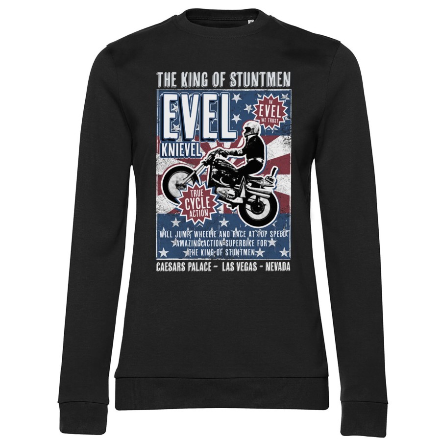 Kvinna Shirtstore | Evel Knievel Poster Girly Sweatshirt Black
