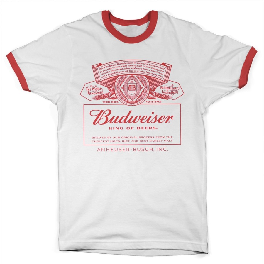 Mann Shirtstore | Budweiser Red Logo Ringer Tee White-Red
