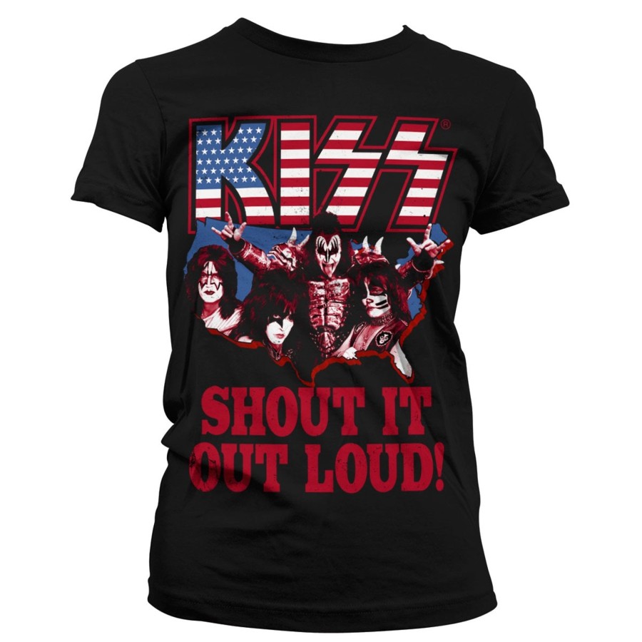 Kvinna Shirtstore | Kiss - Shout It Out Loud Girly Tee Black