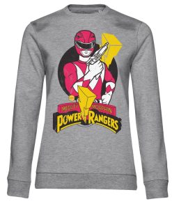 Kvinna Shirtstore | Power Rangers - Red Ranger Pose Girly Sweatshirt Heathergrey