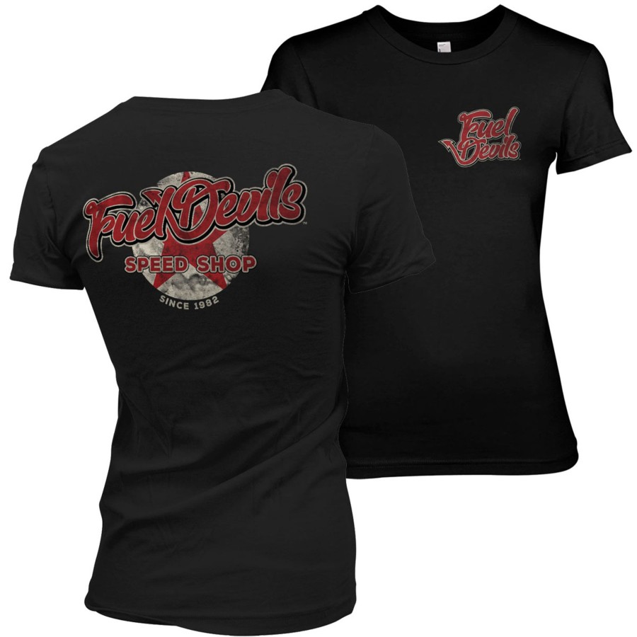 Kvinna Shirtstore | Fuel Devils Rust Logo Girly Tee Black