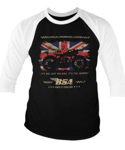 Mann Shirtstore | B.S.A. Motor Cycles - The Journey Baseball 3/4 Sleeve Tee White-Black