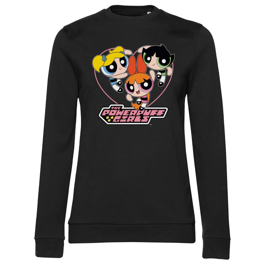 Kvinna Shirtstore | Powerpuff Girls Heart Girly Sweatshirt Black