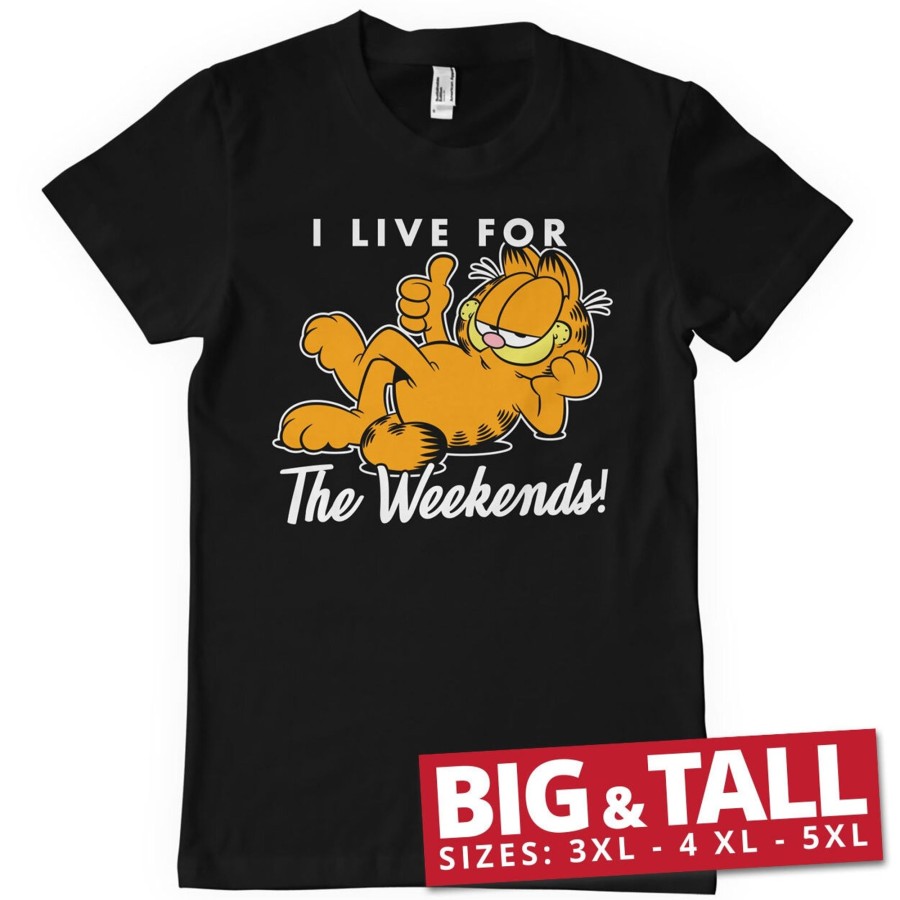 Mann Shirtstore | Garfield - Live For The Weekend Big & Tall T-Shirt Black