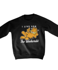 Barn Shirtstore | Garfield - Live For The Weekend Kids Sweatshirt Black