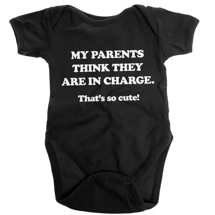 Barn Shirtstore | My Parents Think They Are In Charge Baby Body Black
