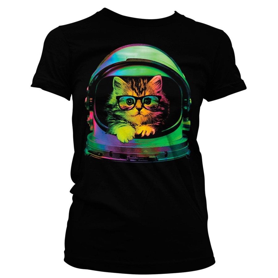 Kvinna Shirtstore | Space Kitten Girly Tee Black