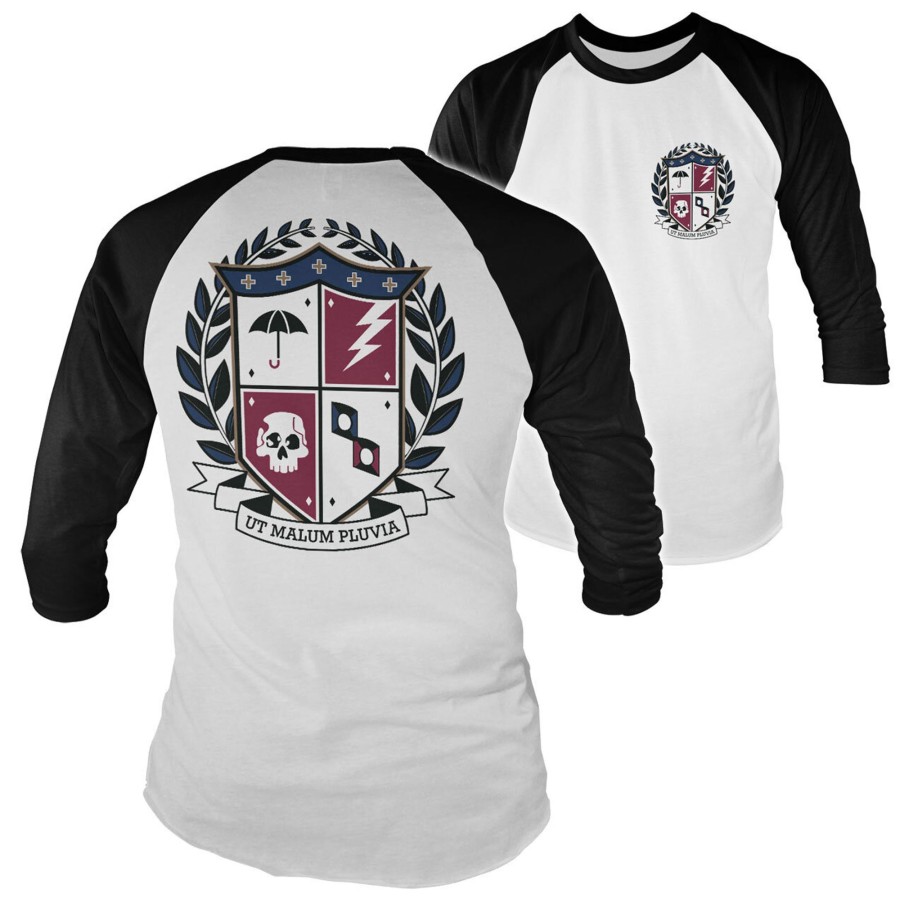 Mann Shirtstore | Ut Malum Pluva Shield Baseball Long Sleeve Tee Whiteblack