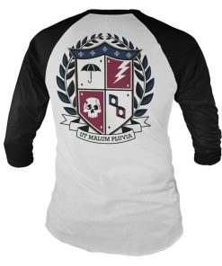 Mann Shirtstore | Ut Malum Pluva Shield Baseball Long Sleeve Tee Whiteblack