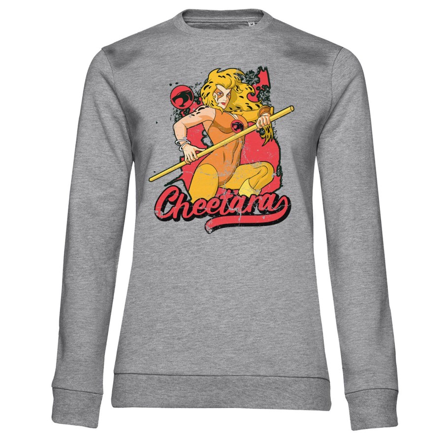 Kvinna Shirtstore | Thundercats - Cheetara Distressed Girly Sweatshirt Heathergrey