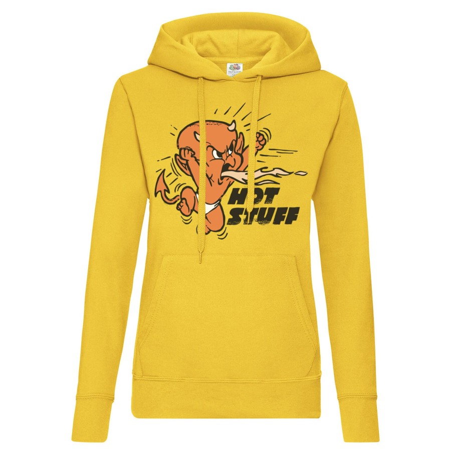 Kvinna Shirtstore | Hot Stuff Retro Girls Hoodie Yellow