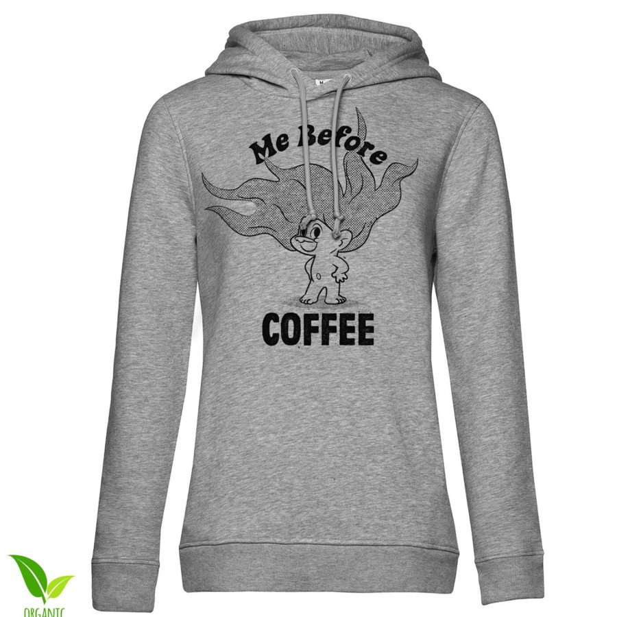 Kvinna Shirtstore | Me Before Coffee Girls Hoodie Heathergrey