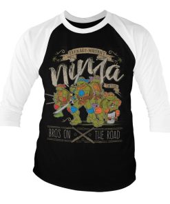 Mann Shirtstore | Tmnt - Bros On The Road Baseball 3/4 Sleeve Tee White-Black