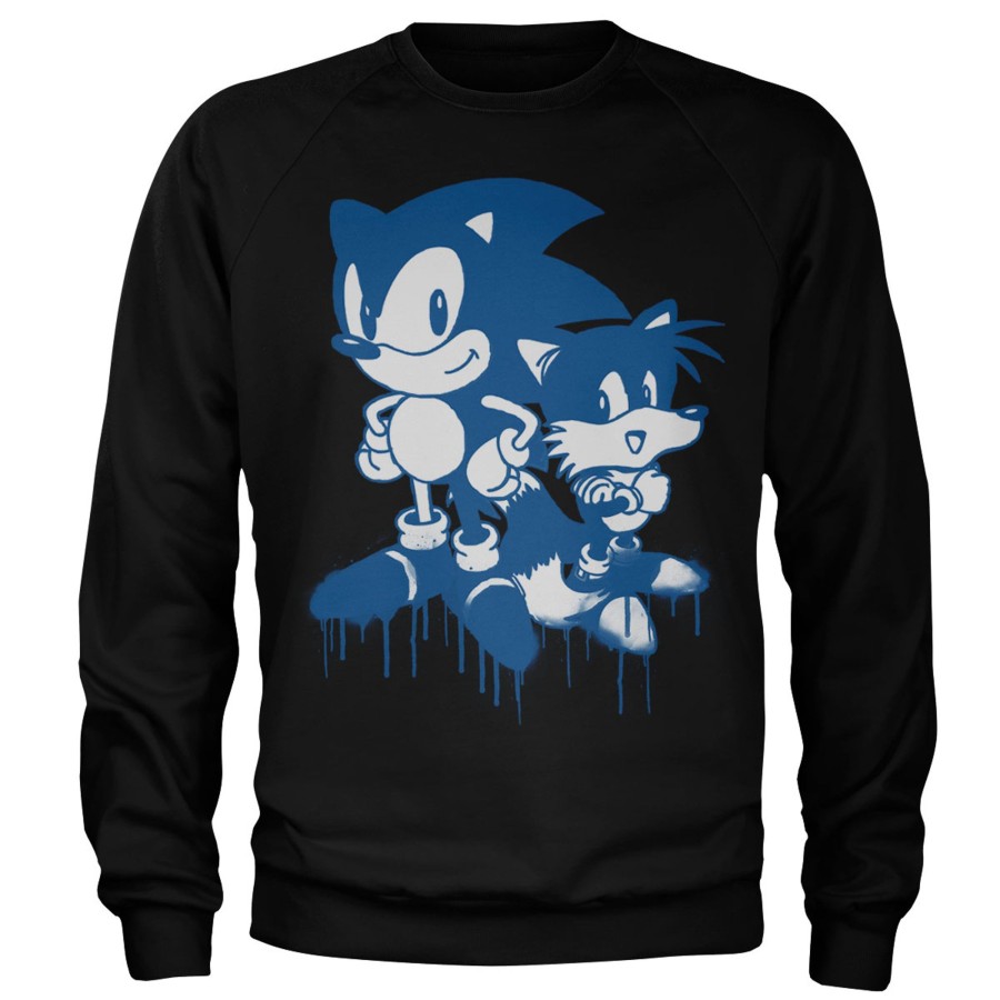 Mann Shirtstore | Sonic And Tails Sprayed Sweatshirt Black