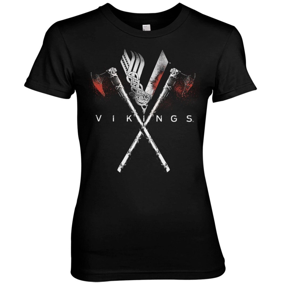 Kvinna Shirtstore | Vikings Axes Girly Tee Black