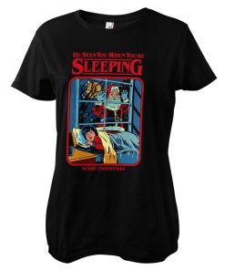 Kvinna Shirtstore | Santa Sees You Girly Tee Black