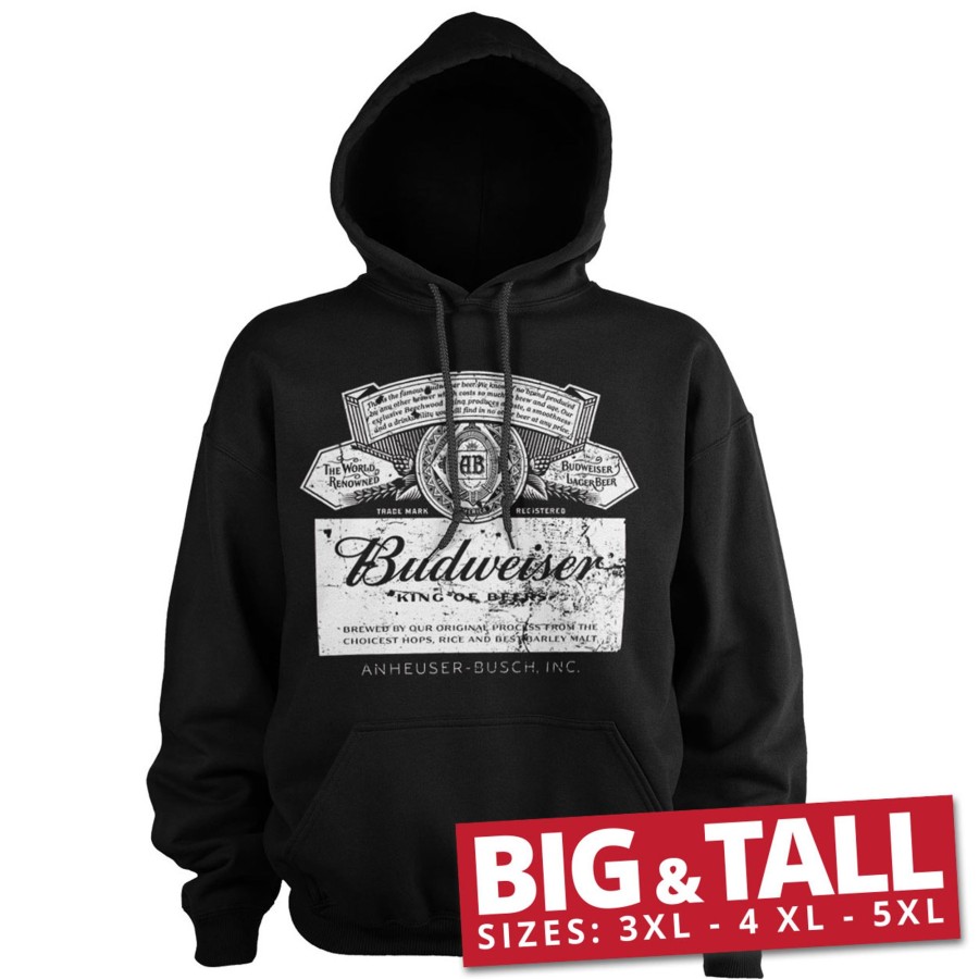 Mann Shirtstore | Budweiser Washed Logo Big & Tall Hoodie Black