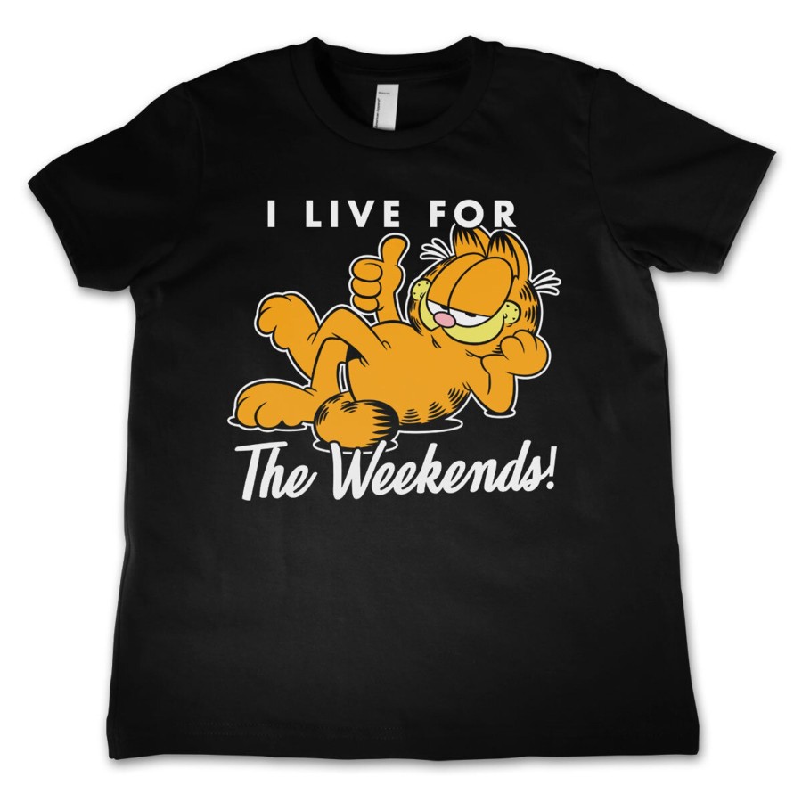Barn Shirtstore | Garfield - Live For The Weekend Kids T-Shirt Black