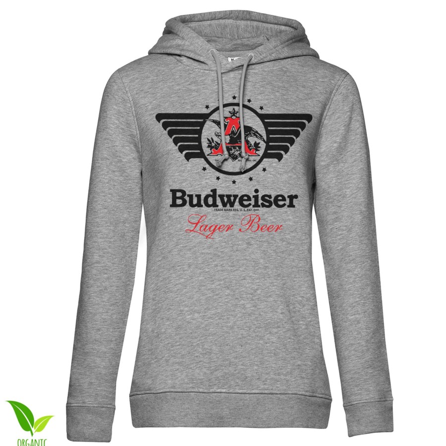 Kvinna Shirtstore | Budweiser Vintage Eagle Girls Hoodie Heather-Grey