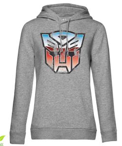 Kvinna Shirtstore | Distressed Autobot Shield Girls Hoodie Heathergrey
