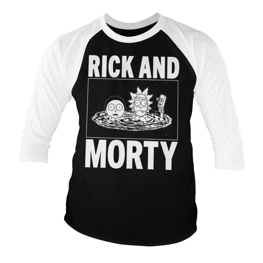 Mann Shirtstore | Rick And Morty Baseball 3/4 Sleeve Tee Whiteblack