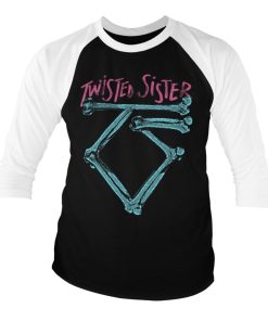 Mann Shirtstore | Twisted Sister Washed Logo Baseball 3/4 Sleeve Tee White-Black