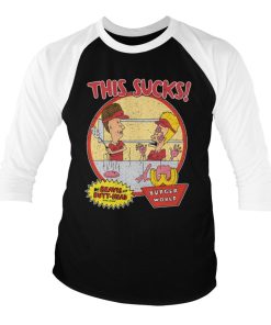 Mann Shirtstore | Beavis And Butt-Head - This Sucks Baseball 3/4 Sleeve Tee Whiteblack