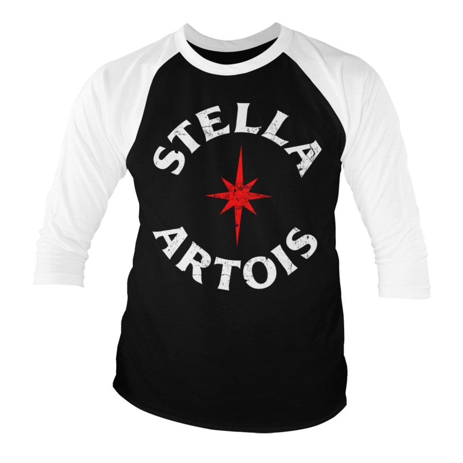 Mann Shirtstore | Stella Artois Wordmark Baseball 3/4 Sleeve Tee White-Black