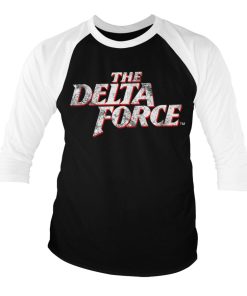 Mann Shirtstore | The Delta Force Washed Logo Baseball 3/4 Sleeve Tee White-Black