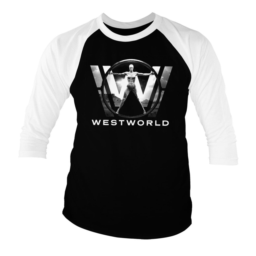 Mann Shirtstore | Westworld Poster Baseball 3/4 Sleeve Tee White-Black