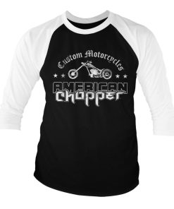 Mann Shirtstore | American Chopper Washed Logo Baseball 3/4 Sleeve Tee White-Black