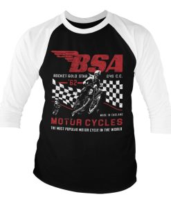 Mann Shirtstore | B.S.A. Rocket Gold Star Baseball 3/4 Sleeve Tee White-Black